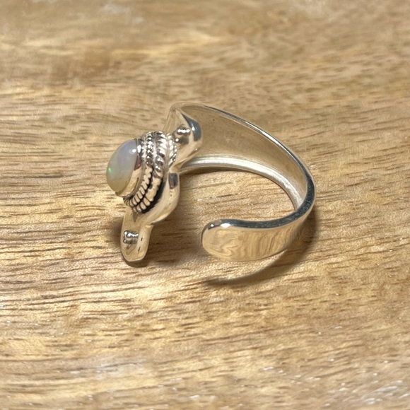 Ethiopian Opal 925 Sterling Silver Adjustable Open Ring - Picture 5 of 13